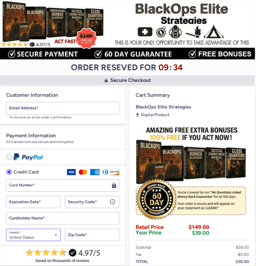 BlackOps Elite Survival Strategies Checkout